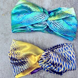 2 Roberto Cavalli Silk twisted turban Headbands